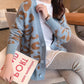 Elegant Cozy Knitting Cardigan - Women Leopard Sweater - Female Oversized Cardigan (TP4)(TB8C)
