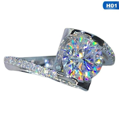 Cute Female Small Zircon Stone Ring Silver Color Wedding Jewelry Promise Engagement Rings (7JW)1(2U81)