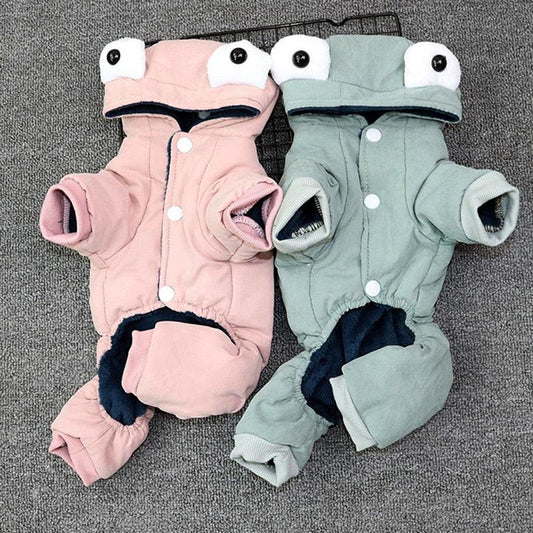 Cute Winter Dog Clothes - Warm Overalls - Dogs Teddy Chihuahua Jumpsuit Fleece Hoodies With Big (2U69)