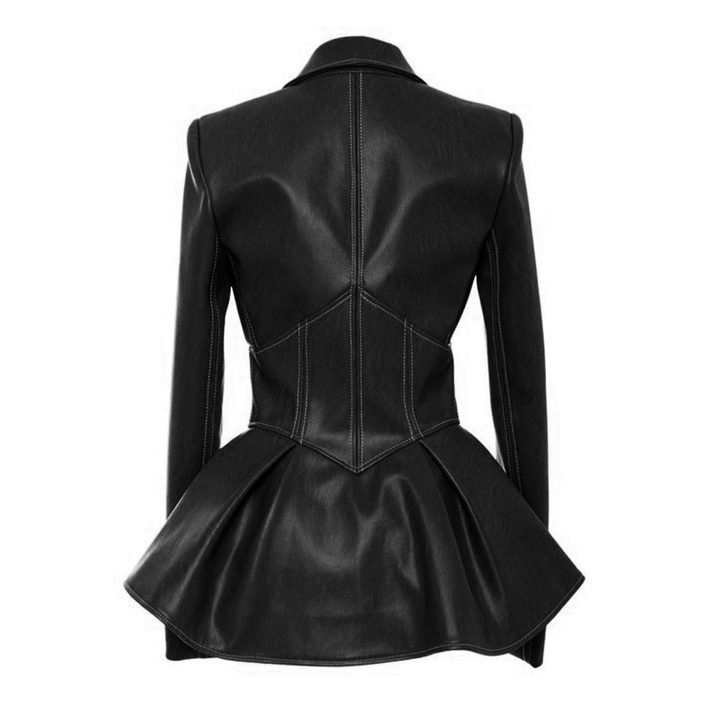 Trending New Turn Down Collar Full Sleeves Jacket - High Waist Zippers Short PU Leather Jacket (TB8B)