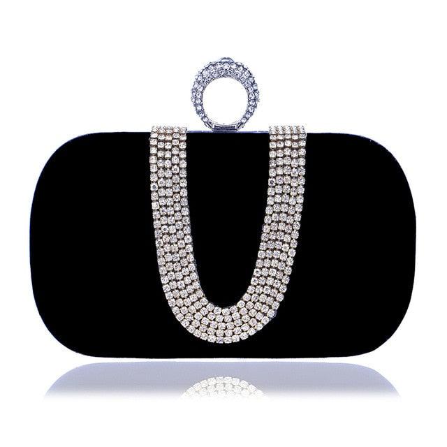 Gorgeous Evening Elegant Ladies Luxury U-shaped Diamond Clutch Purse - Wedding Party (WH1)(WH5)(F43)