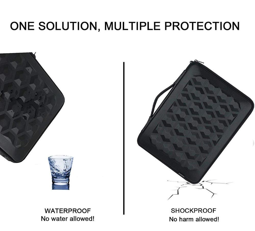 10 13 14 15.6 Laptop Sleeve Bag Hard Shell PU Leather Portable Shockproof Waterproof Business Zipper Travel Case (CA4)(F52)