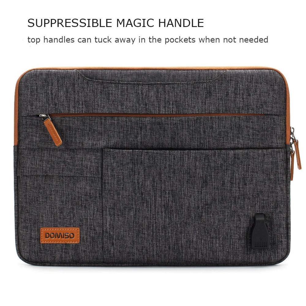 13 14 15.6 17.3 Inch Multi-Functional Laptop Sleeve Business Briefcase Messenger Bag with USB Charging Port Brown Grey (CA4)(F52)