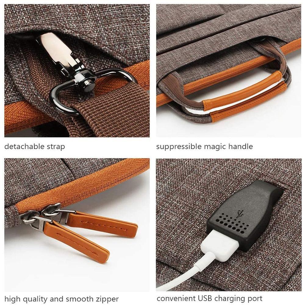 13 14 15.6 17.3 Inch Multi-Functional Laptop Sleeve Business Briefcase Messenger Bag with USB Charging Port Laptop Bag (CA4)(F52)