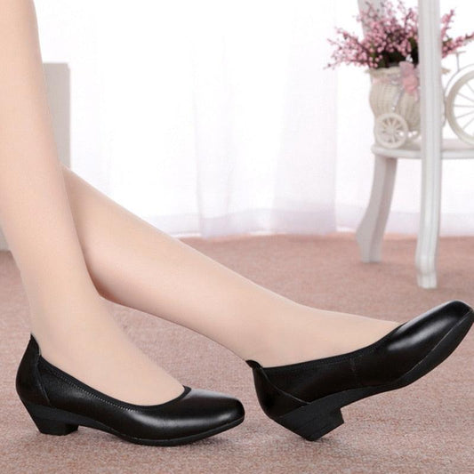Great Women Genuine Leather Flat Shoes - Soft Slip On Work Plus Size Shoes (FS)(SH1)(F40)