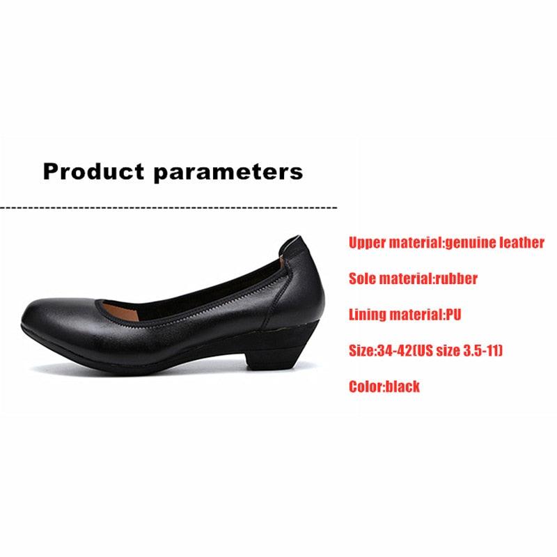 Great Women Genuine Leather Flat Shoes - Soft Slip On Work Plus Size Shoes (FS)(SH1)(F40)