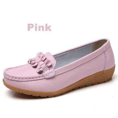 Great Women Ladies Genuine Leather Shoes - Flats Loafers Slip On Breathable Footwear (FS)