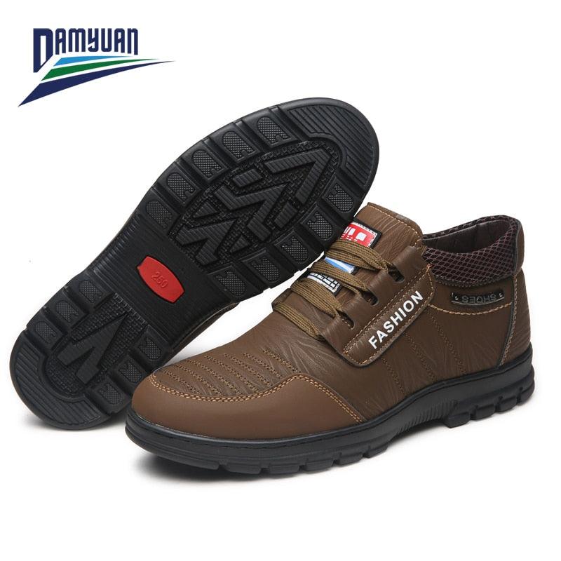 Genuine Leather Shoes - Men Comfortable Waterproof Non-Slip Outdoor Casual Shoes (1U12)