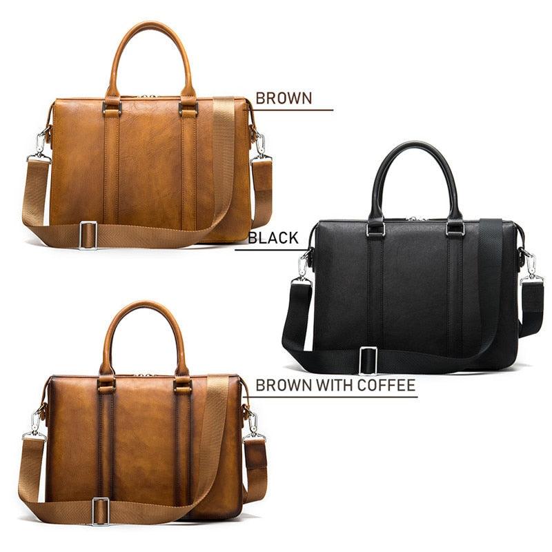 Designer Men's Briefcases - Cow Leather Shoulder Bags - Vintage Crossbody Bags (D78)(LT4)