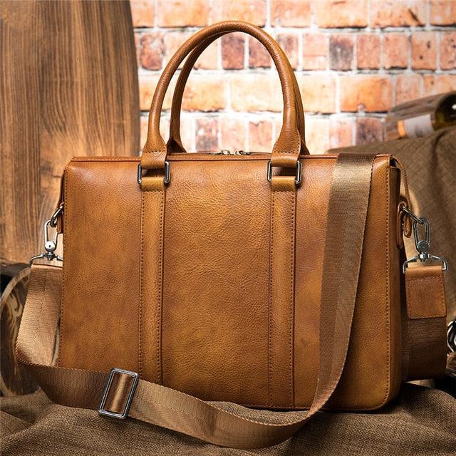 Designer Men's Briefcases - Cow Leather Shoulder Bags - Vintage Crossbody Bags (D78)(LT4)