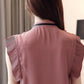 Great Summer Tops - Short Sleeve Women Chiffon Blouse - Elegant Bow Tie Ruffles Casual Shirt (TB1)(TB2)