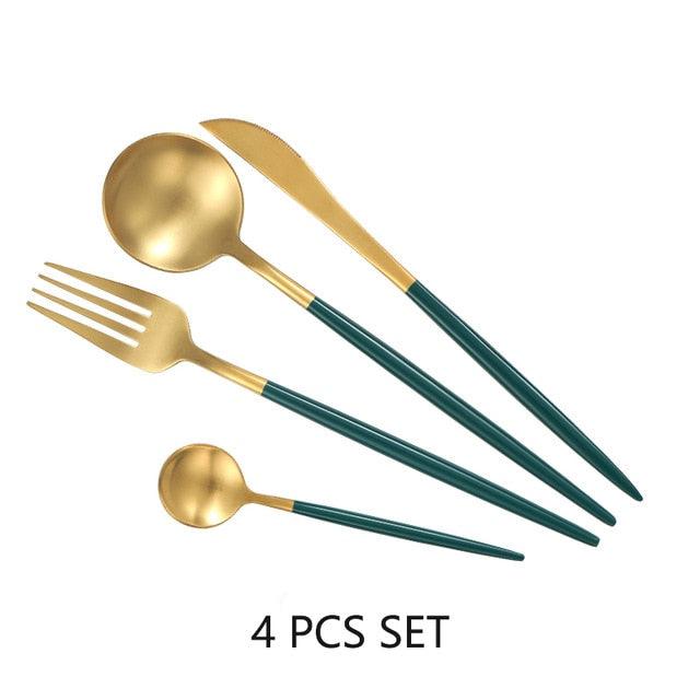 Dinnerware Set 304 Stainless Steel Cutlery Set - Fork Steak Knife Set Coffee Spoon Teaspoon Silverware (AK6)