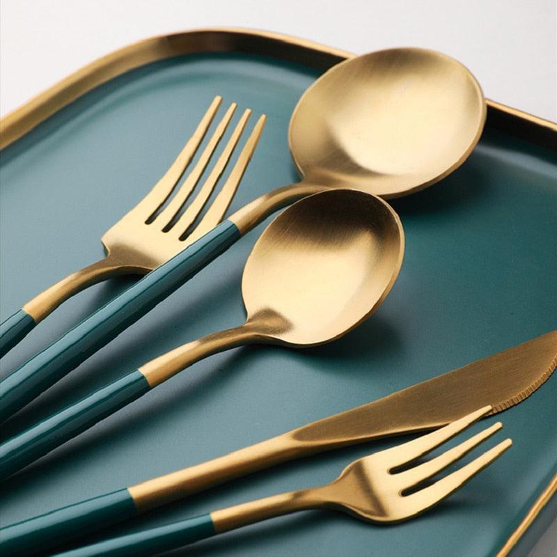 Dinnerware Set Stainless Steel Cutlery Set Fork Steak Knife Set Coffee Spoon Teaspoon Flatware (AK6)(F61)