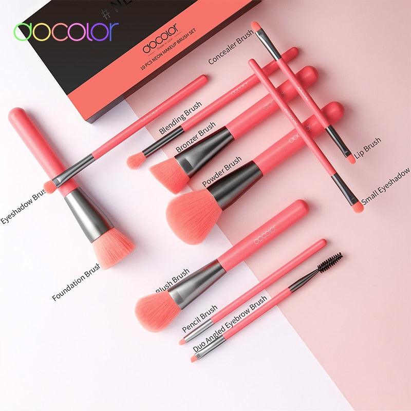 10/15pcs Neon Peach Makeup Brushes Soft Synthetic Hair Powder Blush Foundation Brushes Set (M5)(1U86)