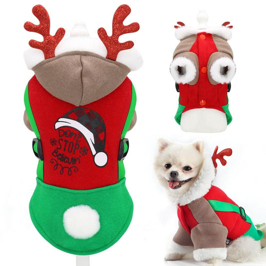 Dog Christmas Clothes - Costume Pet Coat For Small Dogs Cats Cute Winter Puppy Kitten Hoodie (D69)(W2)(W4)