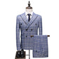Double Breasted Plaid Suit - Men's Suits - Designers Slim Fit Wedding Suit (T1M)