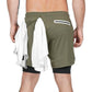 Great Double Layer Jogger Shorts - Men 2 in 1 Short Pants - Gyms Fitness Built Shorts (TG3)(F9)