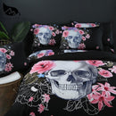 3d flower skull bedding set cotton blend duvet cover set doble/queen/king size bedspread ink painting (7bm)(8bm)(3bm)(f63)