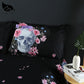 3D Flower Skull Bedding Set Cotton Blend Duvet Cover Set Doble/Queen/King Size Bedspread Ink Painting (7BM)(8BM)(3BM)(F63)