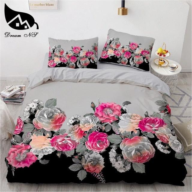New Scenic Rose 3D Sanding Flower Pattern Bedding Set Quilt Case Bed Pillow Case cover set (8BM)(9BM)(5BM)(F63)