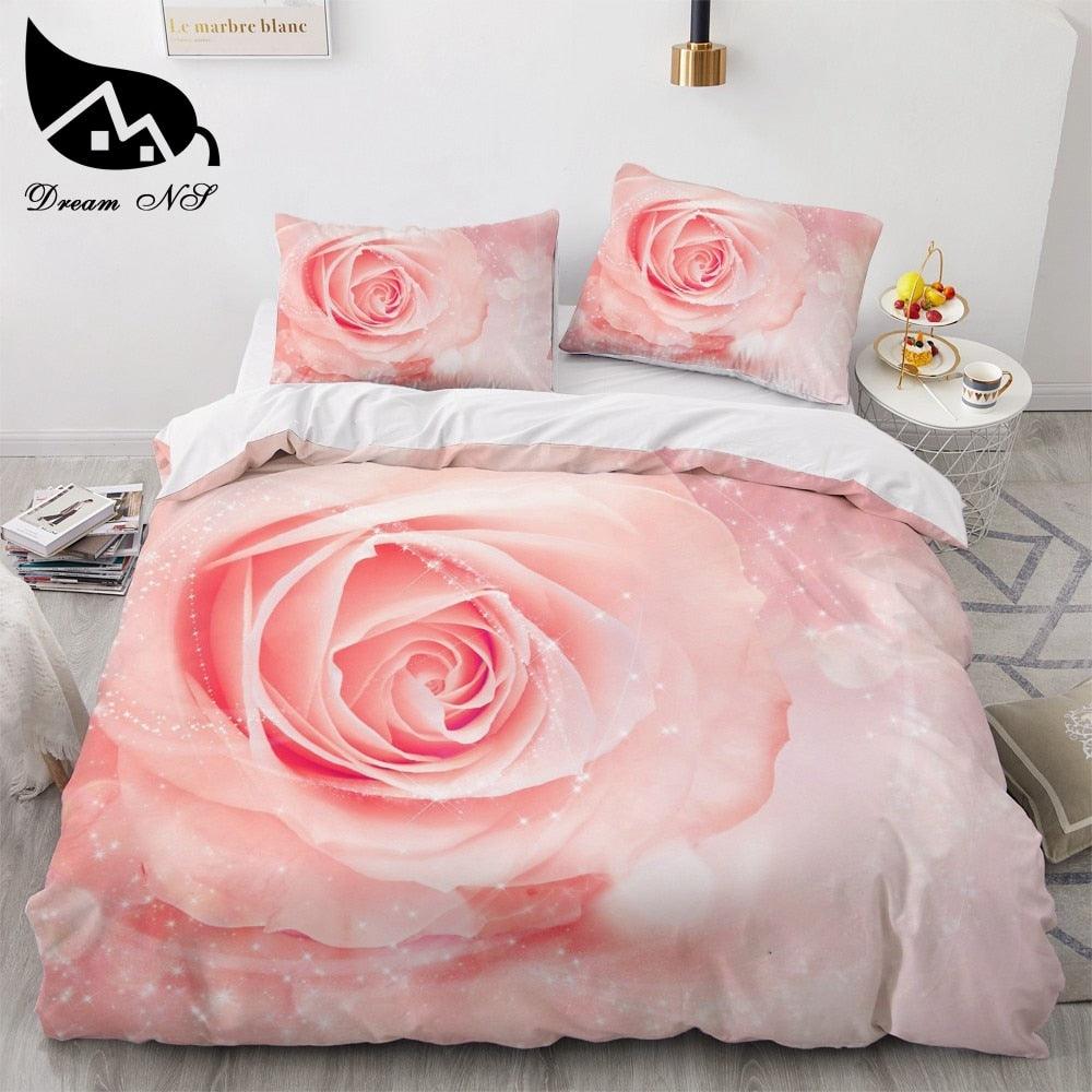 New Scenic Rose 3D Sanding Flower Pattern Bedding Set Quilt Case Bed Pillow Case cover set (8BM)(9BM)(5BM)(F63)