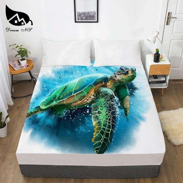 Turtle Dolphin Dress Up Bedroom Home Textile Sheets 3D Print Sea Animal (5BM)
