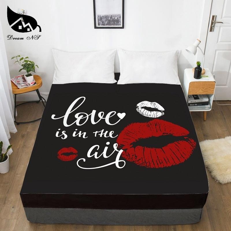 Women's Red Lips Dress Up Bedroom Home Textile Sheets 3D Print LOVE YOU sheets (5BM)(F63)