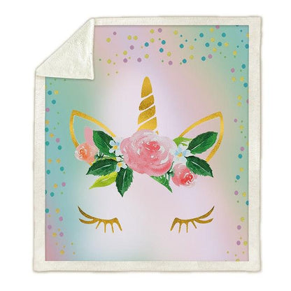 Blasting blanket Air conditioning quilt thickening double-layer plush 3D digital printing blanket unicorn series (4BM)