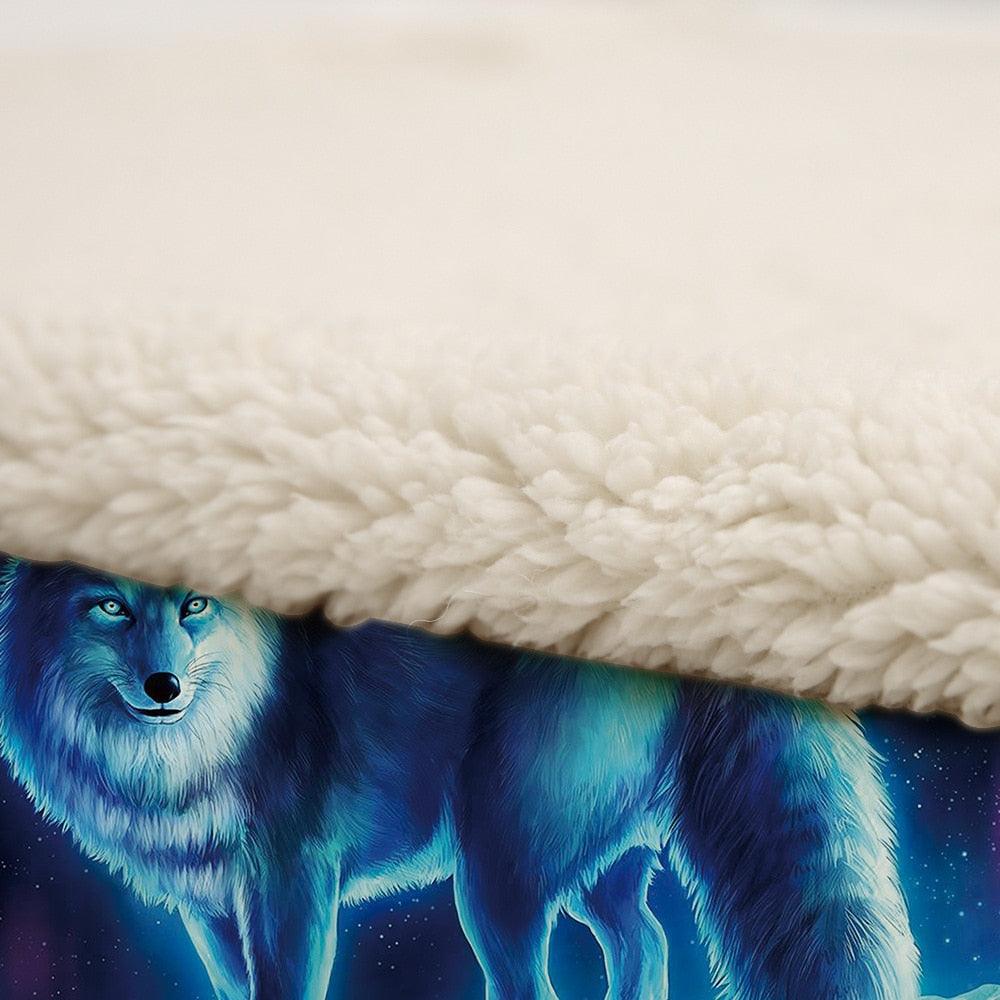 Blanket - Air conditioner -Thick double-layer plush 3D digital printing blanket wolf series (4BM)