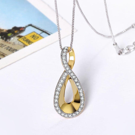 Gorgeous Love Infinity Pendant Valentine Gift - 2 Tone Gold Color Women Necklace (5JW)