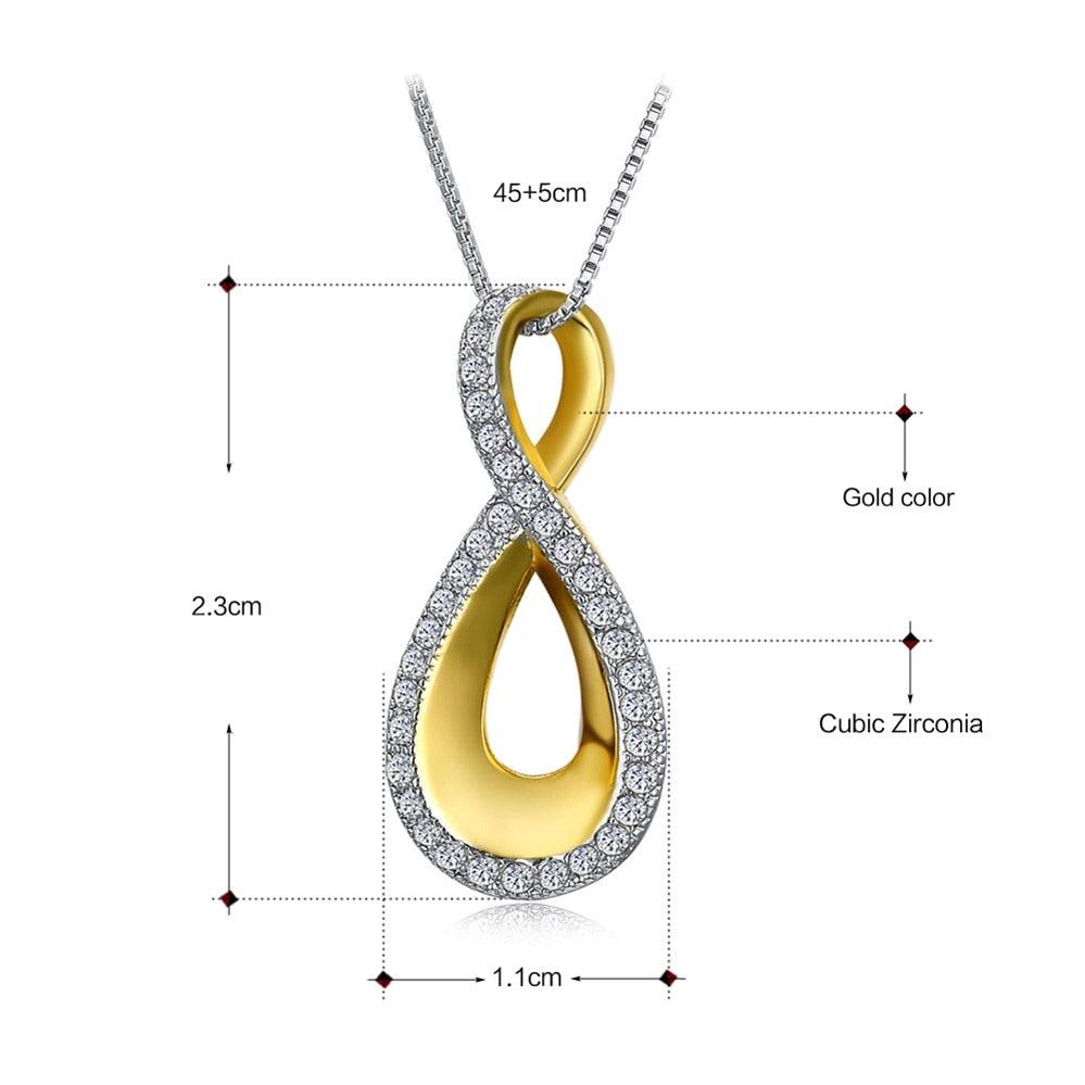 Gorgeous Love Infinity Pendant Valentine Gift - 2 Tone Gold Color Women Necklace (5JW)