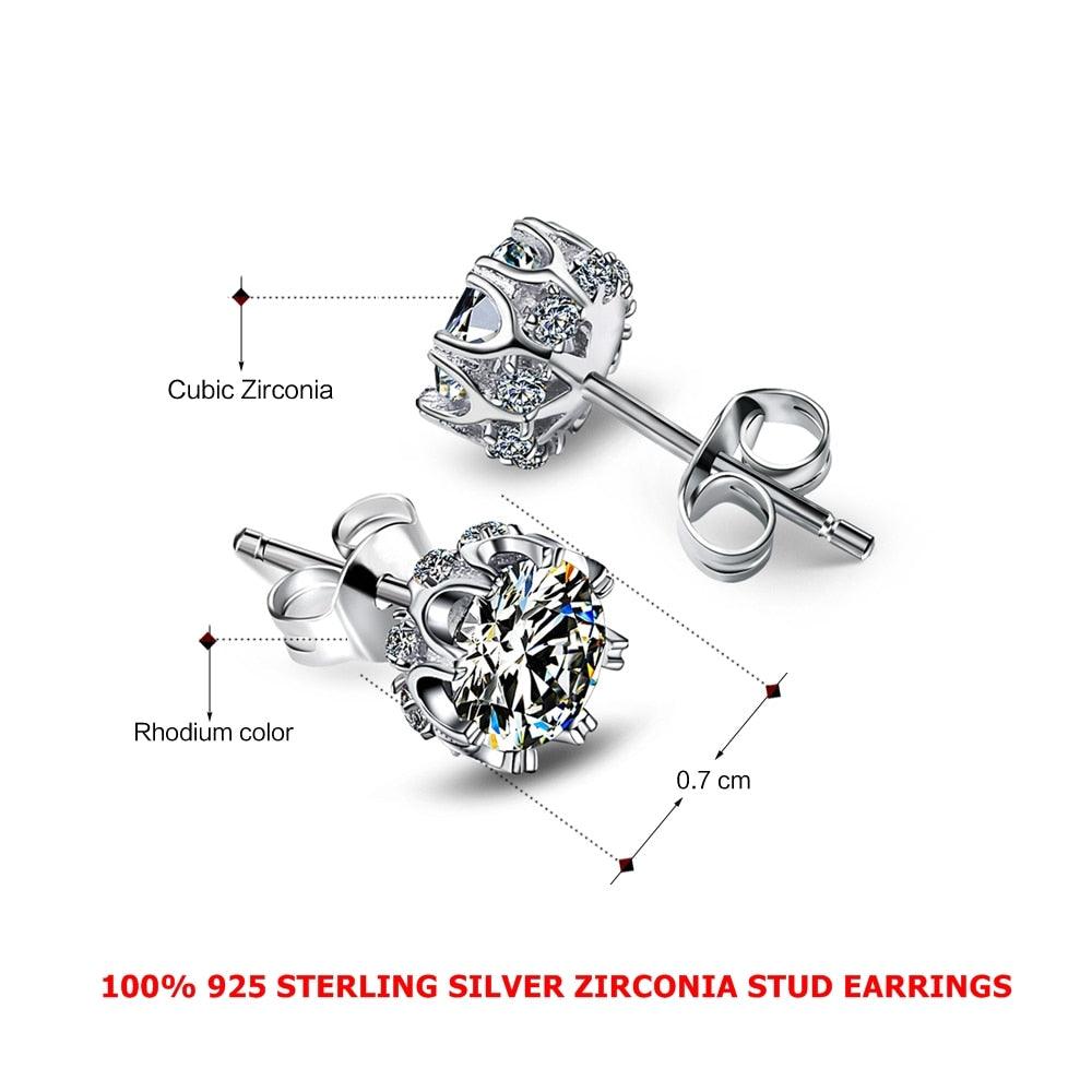 Popular Style Sterling Silver 925 High Quality Zircon Stone - White Luxury Daily Wear Silver Earrings (1U81)