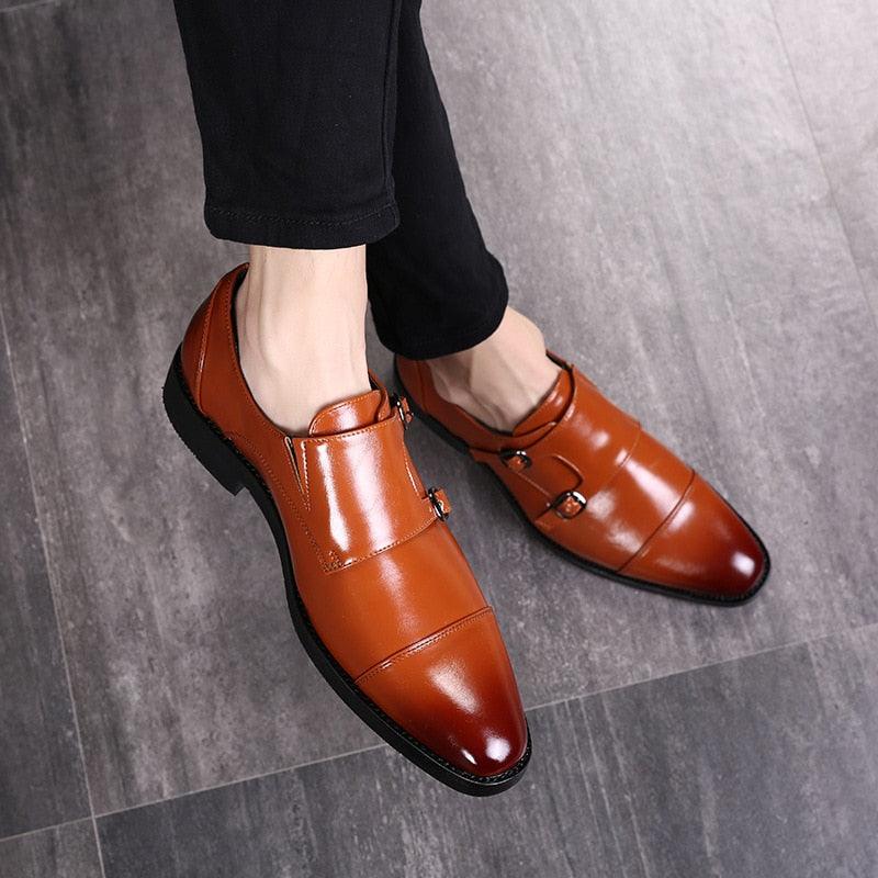 Dress Shoes - Men High Quality Leather Formal Shoes - Slip on Moccasins Shoes (MSF5)(F14)