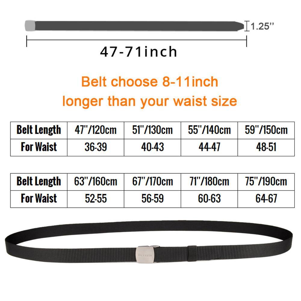 Real 120-180cm Plus Size Long Men's Black Nylon Belt - Military Tactical Metal Buckle Belt 3.1cm Width (2U17)