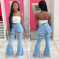 Nice Summer Ripped Jeans - Women High Waisted Fashion Jeans - Bottom Jeans Clothing (3U21)