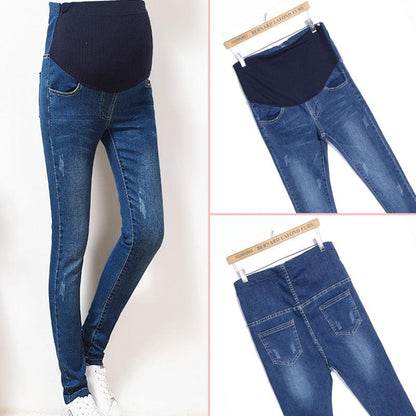 Cute Elastic Waist Maternity Jeans Pants - Pregnancy Clothes Autumn / Spring/Summer Women Trousers - Plus Size (Z2)