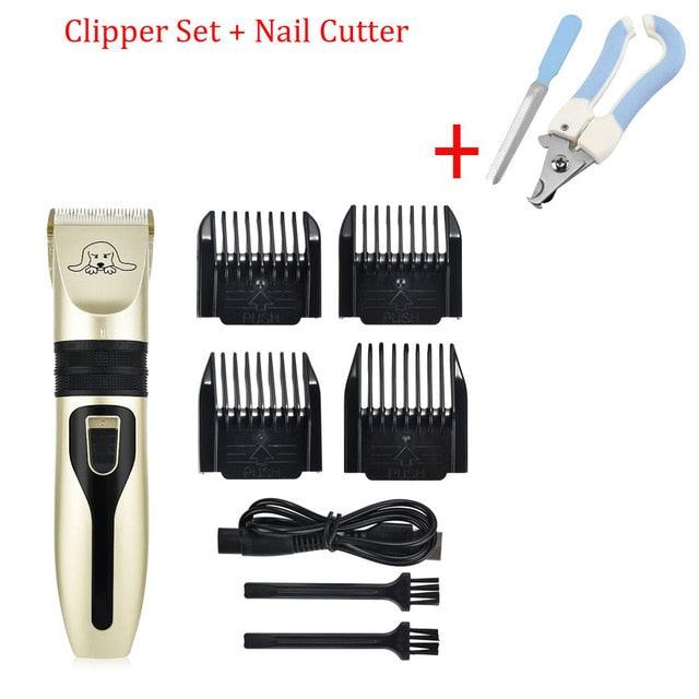 Electric Pet Dog Clipper - Dog Hair Trimmer Kit Rechargeable Pet Dog Cat Low-noise Grooming Shaver - Cut Machine Set (1U72)(1W2)