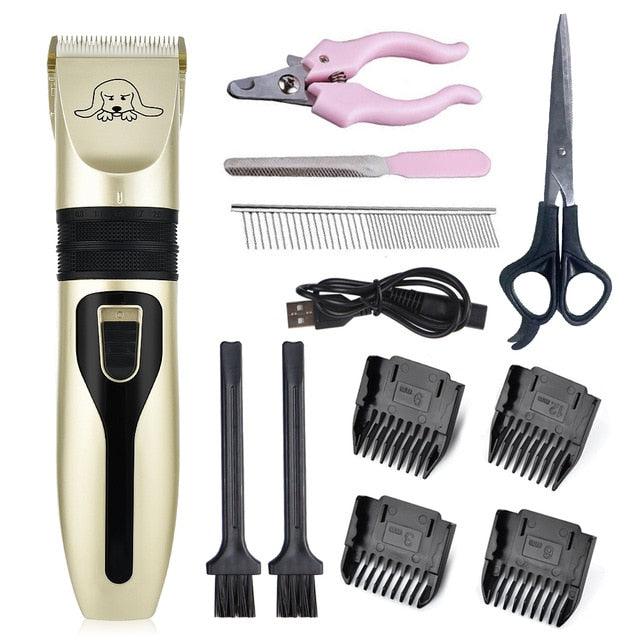 Electric Pet Dog Clipper - Dog Hair Trimmer Kit Rechargeable Pet Dog Cat Low-noise Grooming Shaver - Cut Machine Set (1U72)(1W2)