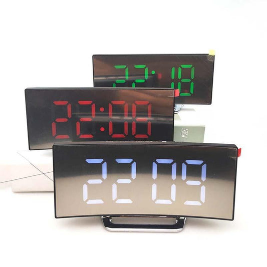 Electronic Alarm Clock - Noiseless Design Digital LED Large Display Mirror (HA4)(1U57)