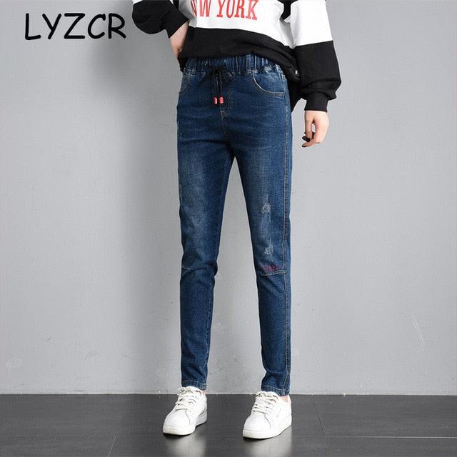 Women's Harem Jeans - Loose High Waist Jeans - With Embroidery Ladies Jeans Trousers (TB6)(F21)
