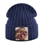 Embroidery Bear Knitted Beanies Hat - Men Solid Color Autumn Winter Beanies (MA8)