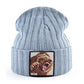 Embroidery Bear Knitted Beanies Hat - Men Solid Color Autumn Winter Beanies (MA8)