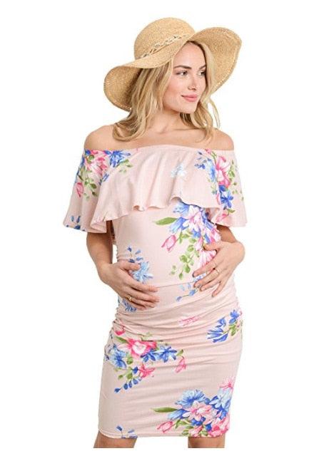 Gorgeous Maternity Dresses - Off Shoulder Pregnancy Floral Dresses - Summer Pregnant Dress (5Z1)(7Z1)(1Z1)(Z9)(Z7)