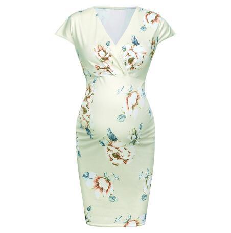 Nice Pregnancy Dress - Deep V Neck - Maternity Summer Floral Pregnant Wear Fashion Dresses (5Z1)(3Z1)(Z9)(F5)