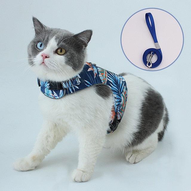 Escape Proof Cat Vest Harness Leash Set - Adjustable Reflective Harnesses Soft Breathable Chest Strap (1U75)