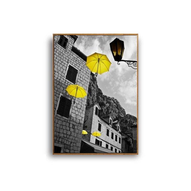 Europe City Scenery Yellow Retro Picture Home Decor Print Poster Nordic Canvas Painting Living Room Bedroom (AD1)(1BM)