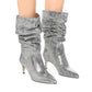 European & American Style Pointed Toe High Stiletto Heel Retro Pleated Short Boots (D38)D36)(BB1)(BB2)(CD)(WO4)