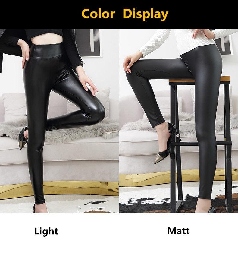 Everbellus Black Womens Mesh Faux Leather Leggings Sexy Skinny Pants