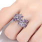 Exquisite Purple Zircon Leaves Rings - Women Shiny Fashion Silver Color Ring - Valentine Day Accessories (7JW)(F81)