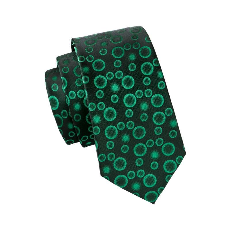 Fashion Men's Tie Green Dot Geometric Silk Jacquard Woven Necktie Hanky Cufflinks Set Tie (2U17)